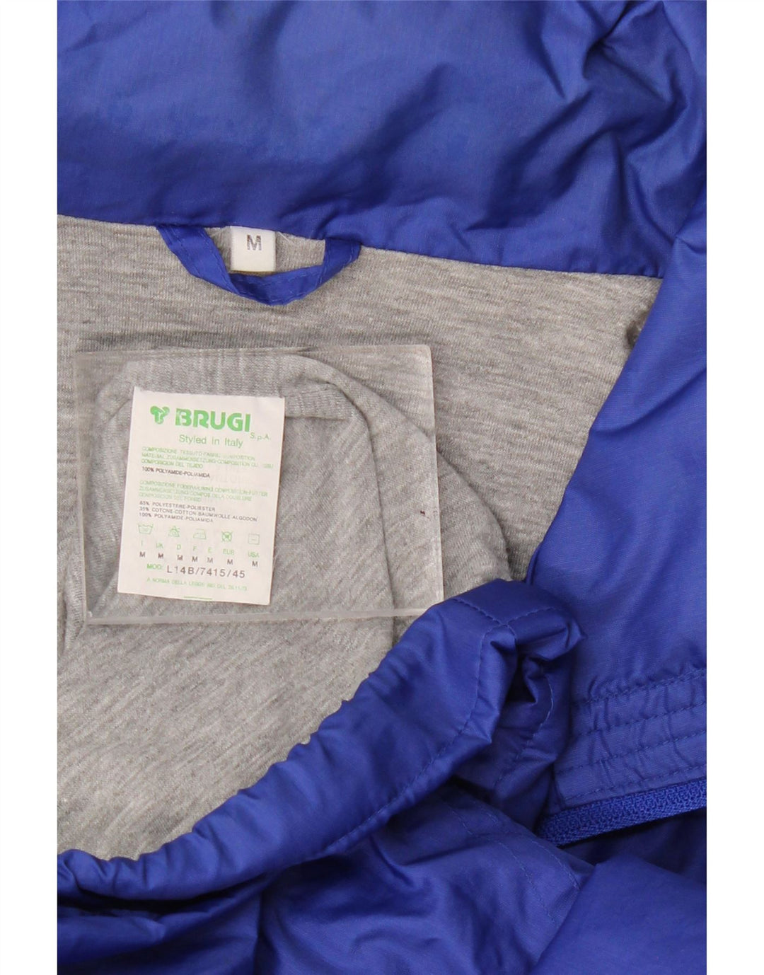 Jaqueta corta-vento masculina Brugi com capuz Reino Unido 38 bloco colorido azul marinho médio