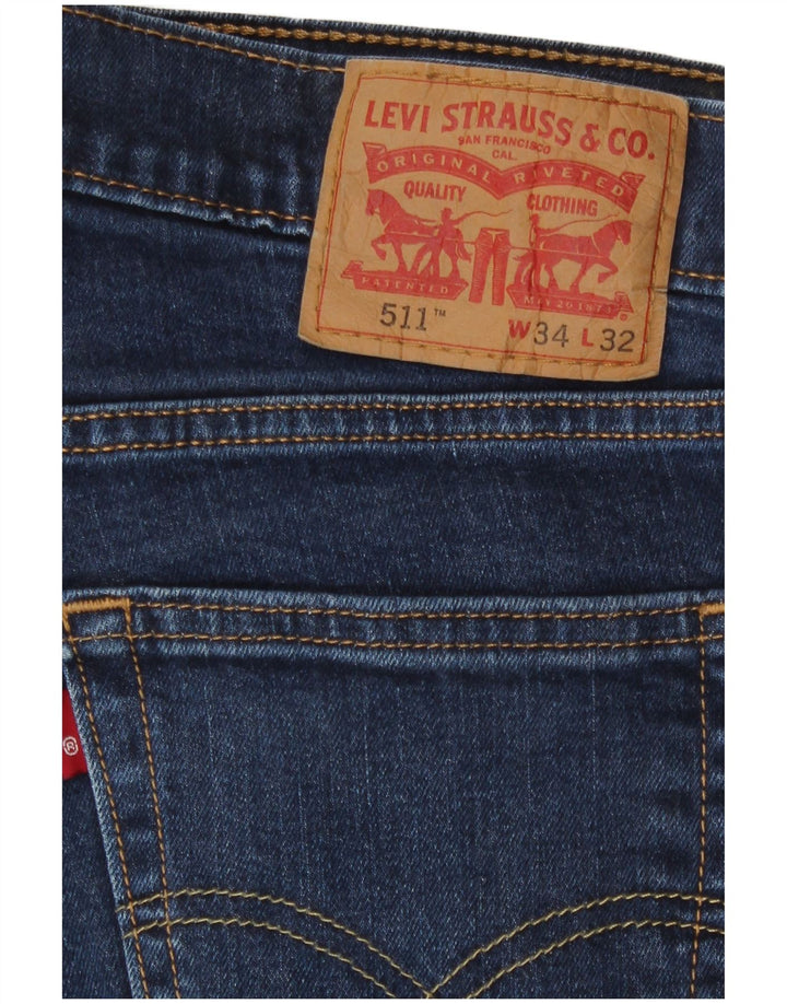 Levi's Masculino 511 Slim Jeans W34 L32 Azul Marinho Algodão