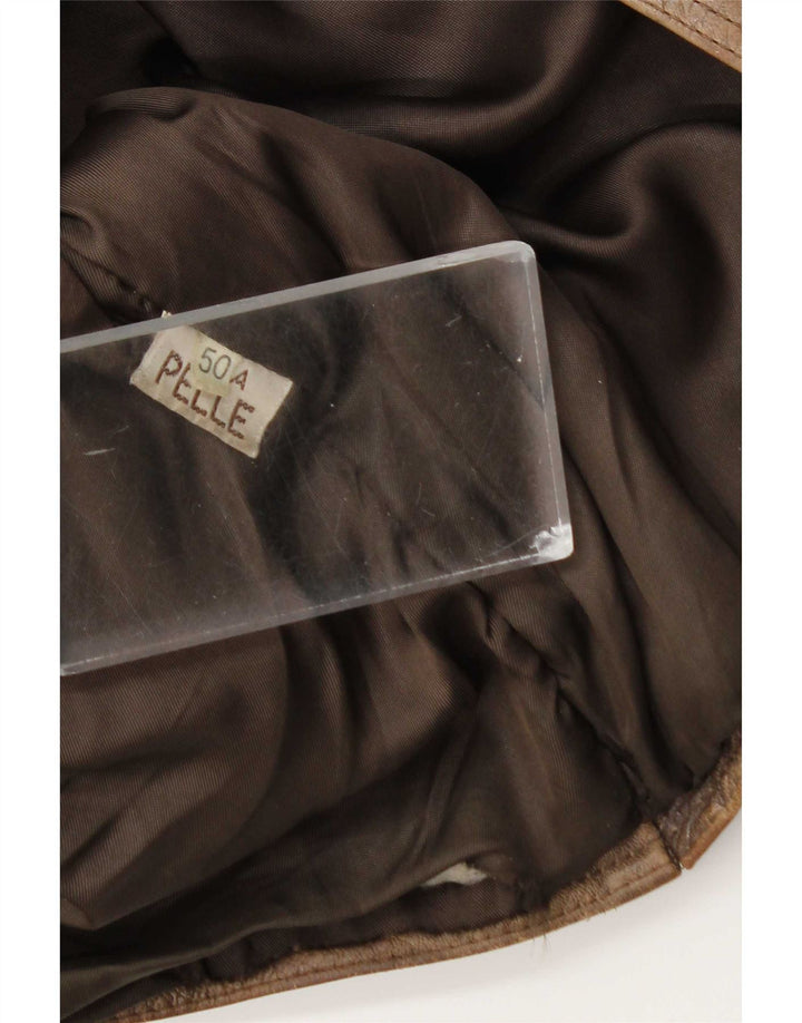 Jaqueta de couro masculina vintage IT 50 grande couro marrom