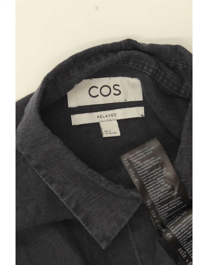 Camisa masculina Cos Relaxed Fit média azul marinho linho