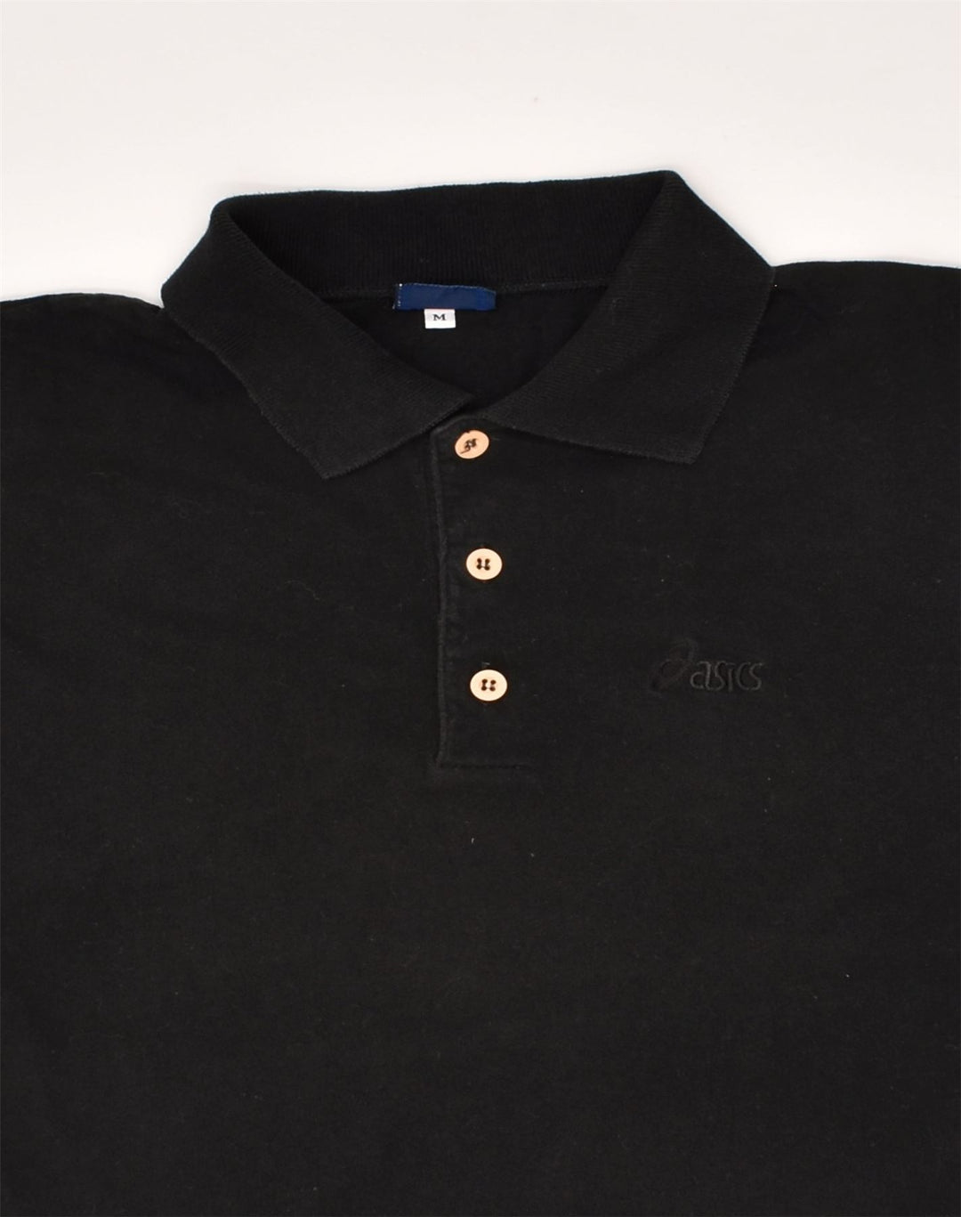 ASICS Mens Polo Shirt Medium Black Cotton | Vintage Asics | Thrift | Second-Hand Asics | Used Clothing | Messina Hembry 