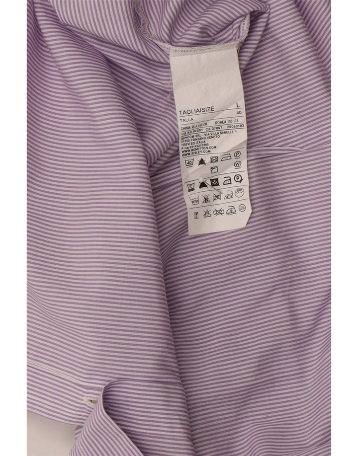 BENETTON Mens Shirt Large Purple Pinstripe Cotton Vintage Benetton and Second-Hand Benetton from Messina Hembry 