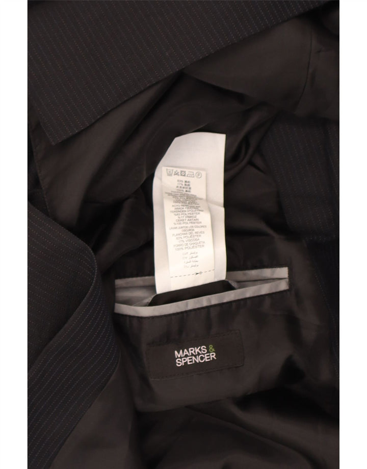 Jaqueta blazer masculina de 3 botões Marks & Spencer Reino Unido 44 XL risca de giz azul marinho