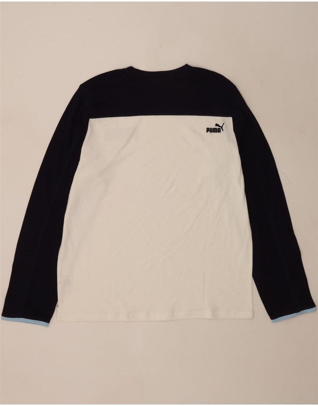 Puma Mens Graphic Top Manga Longa XL Branco Colorblock Algodão