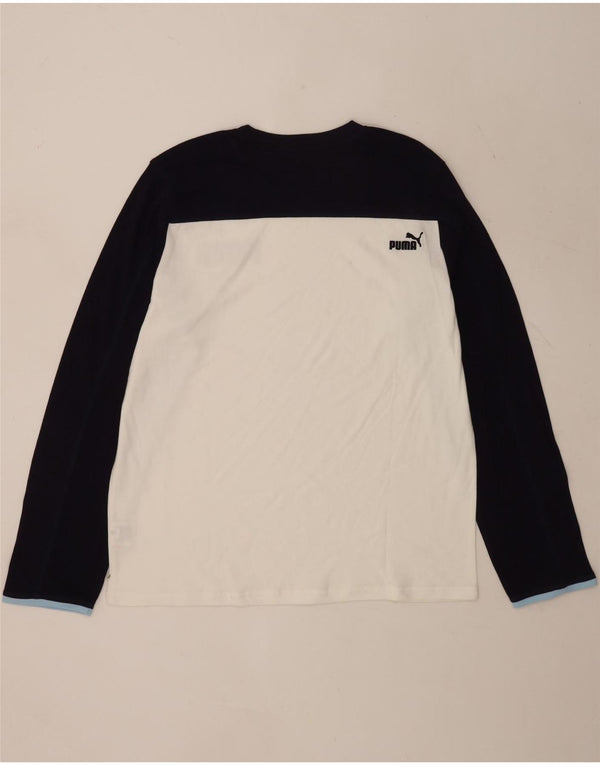 Puma Mens Graphic Top Manga Longa XL Branco Colorblock Algodão