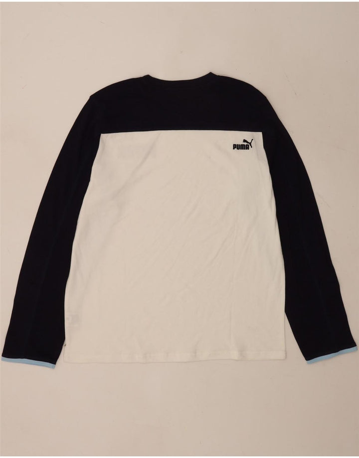 Puma Mens Graphic Top Manga Longa XL Branco Colorblock Algodão