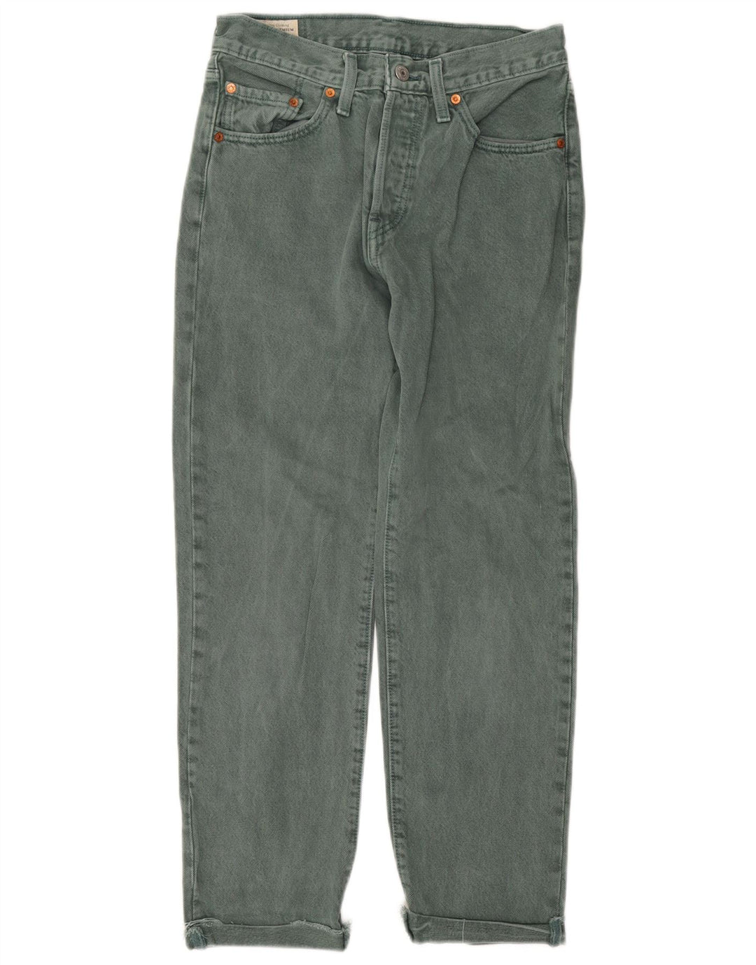 Levi's feminino 501 jeans retos W27 L28 algodão verde