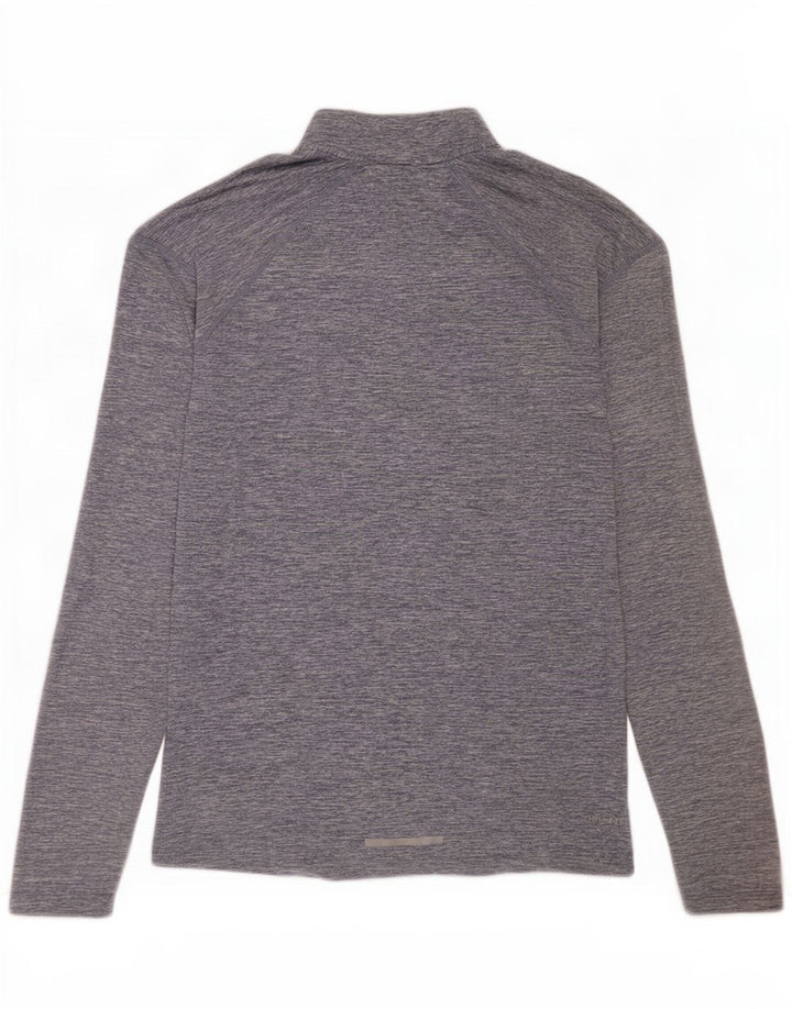Nike Mens Dri Fit Zip Neck Pullover Treino Top Pequeno Cinza Salpicado