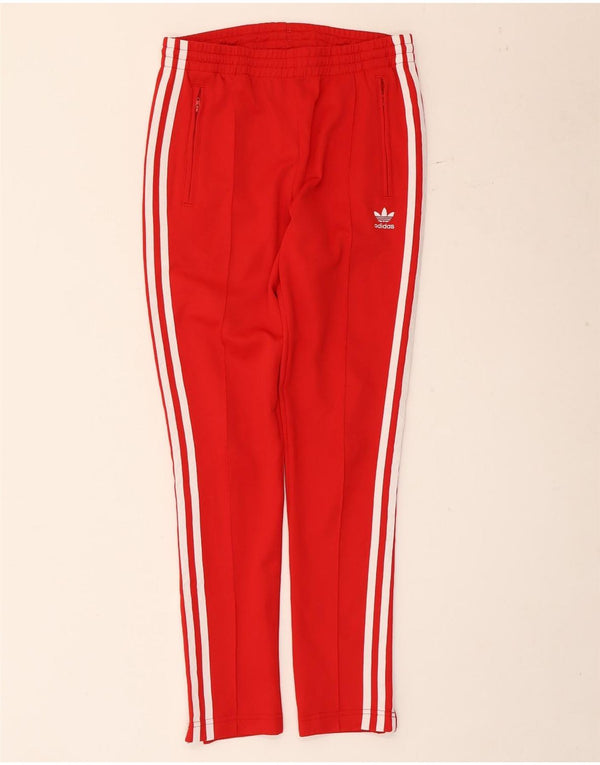 Calça de treino feminina Adidas UK 8 pequena poliéster vermelho