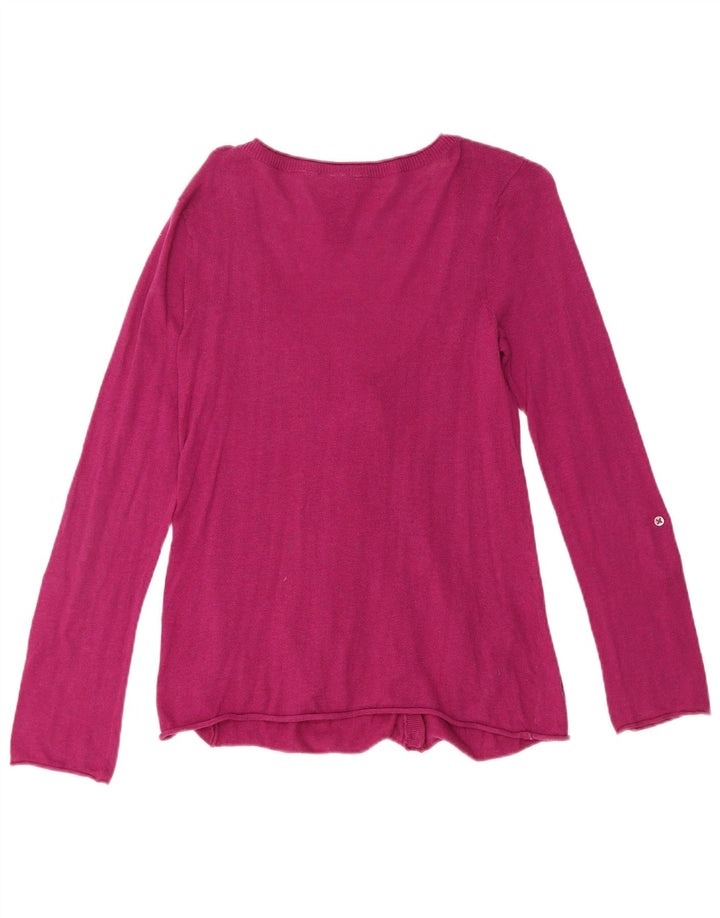 Suéter cardigã feminino WHITE STUFF UK 8 pequeno algodão rosa