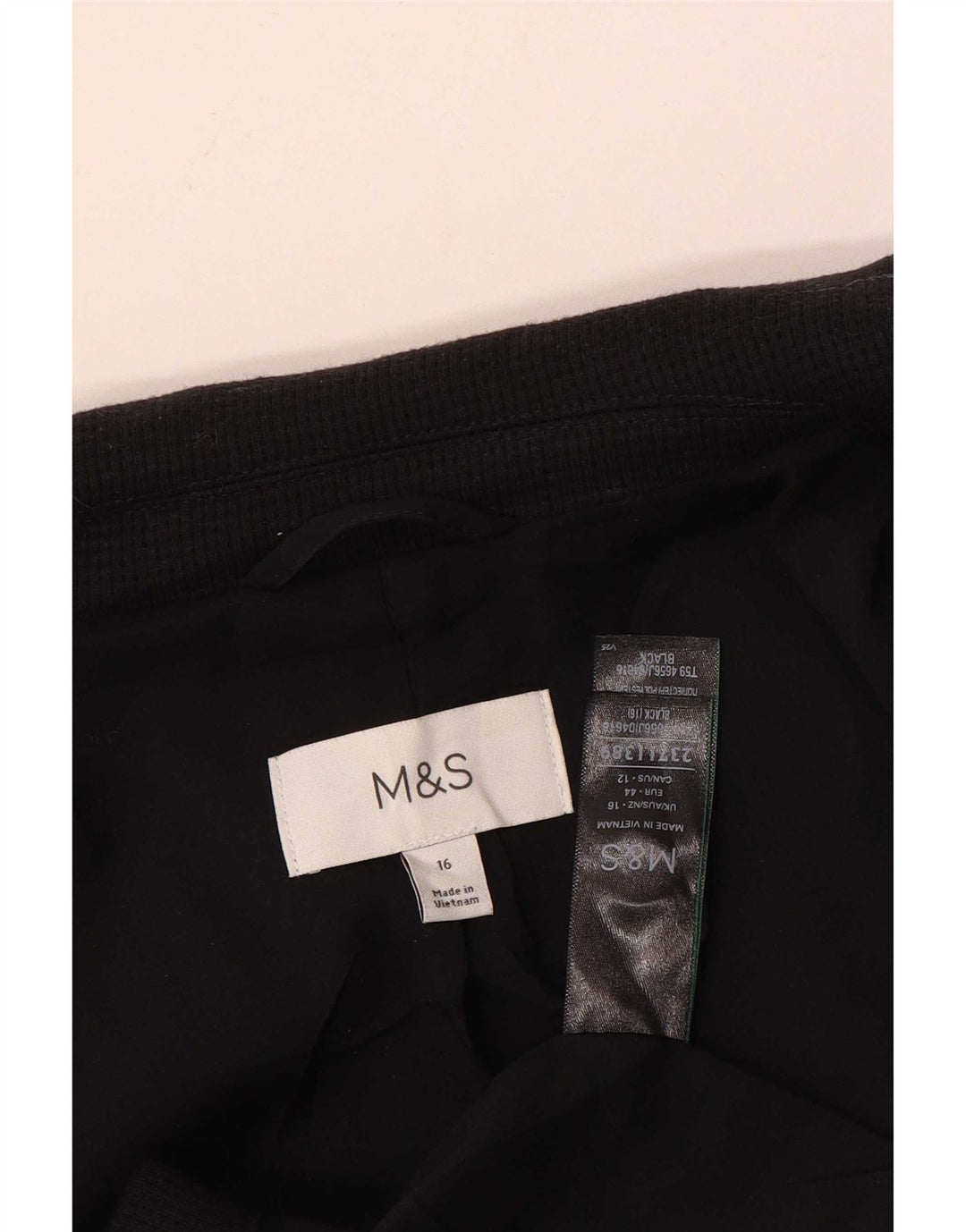 Jaqueta blazer feminina Marks & Spencer com 1 botão Reino Unido 16 grande algodão preto