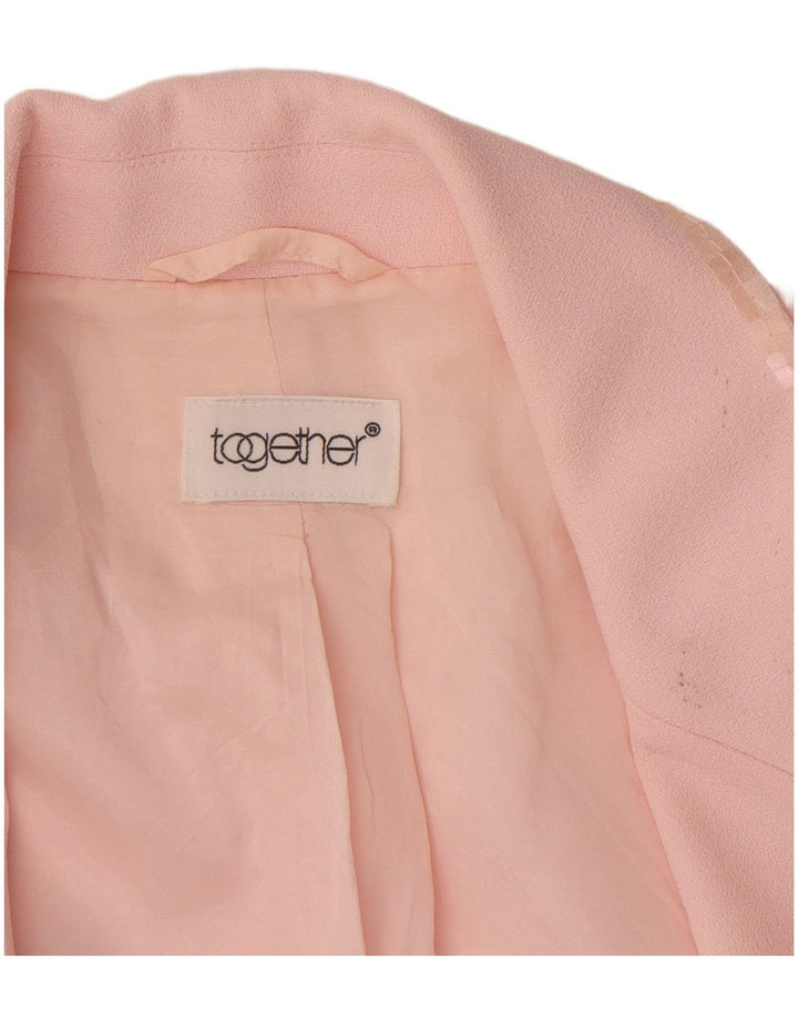 JUNTOS Jaqueta blazer feminina de 1 botão Reino Unido 12 poliéster rosa médio