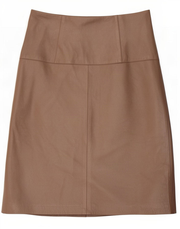 Saia de couro feminina vintage IT 42 médio W28 marrom