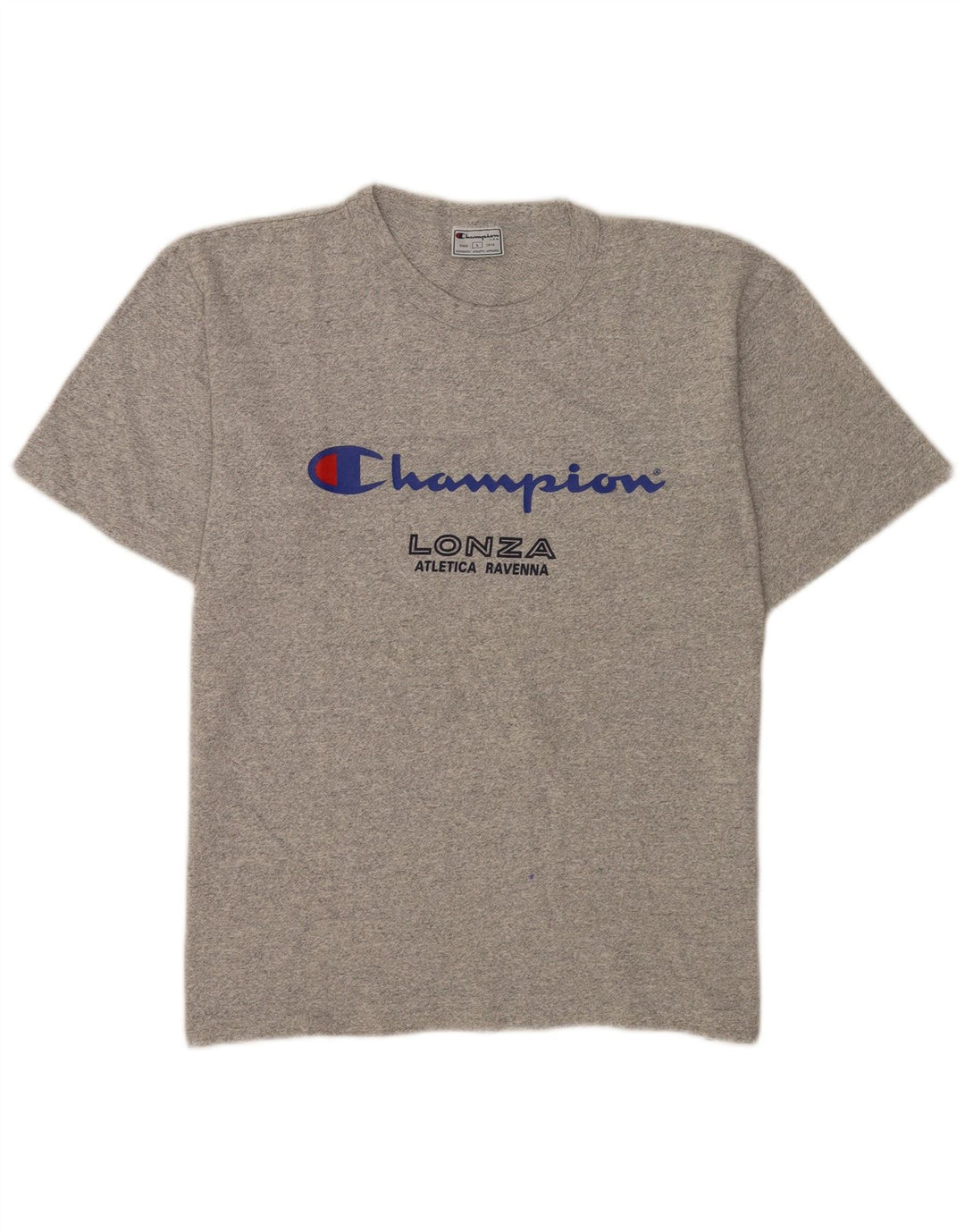 Camiseta masculina estampada Champion grande cinza manchado