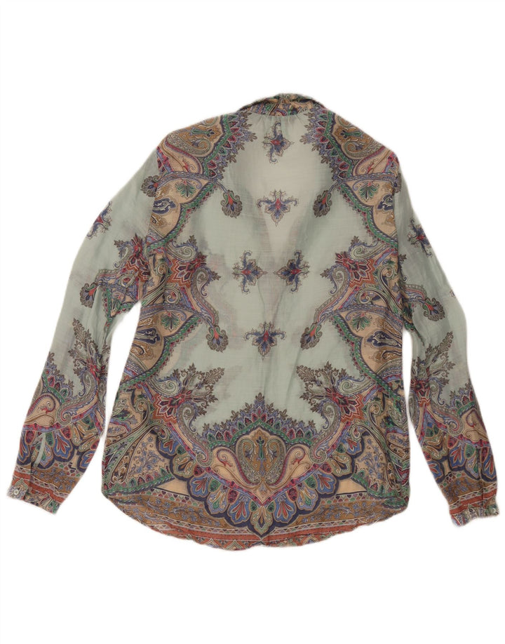 Blusa feminina de manga comprida Massimo Dutti EU 38 médio turquesa paisley