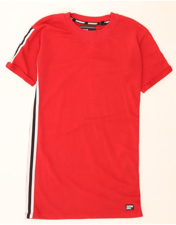 Vestido camiseta feminino Superdry Reino Unido 6 XS vermelho colorblock algodão