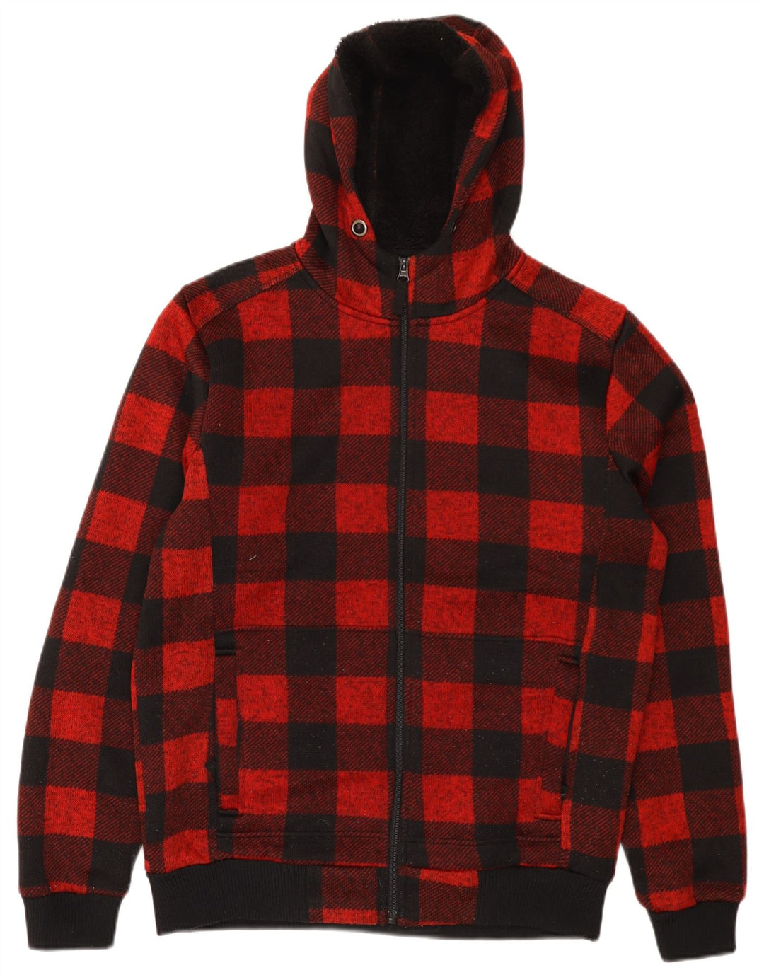 Suéter masculino com capuz e zíper Sherpa Mountain Warehouse guingão vermelho médio