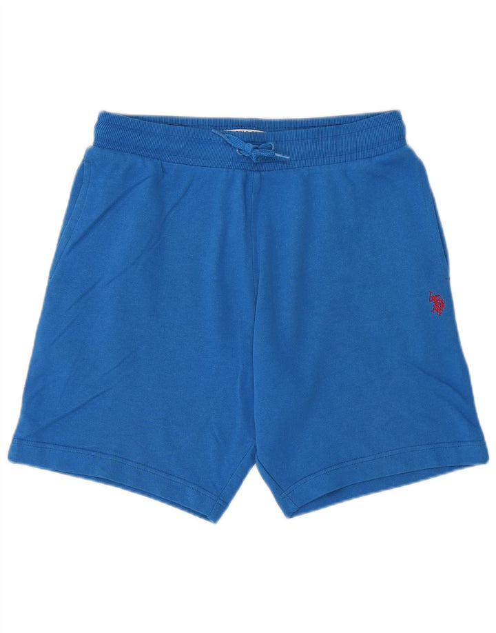 ASSN POLO DOS EUA. Shorts esportivos masculinos de algodão azul médio