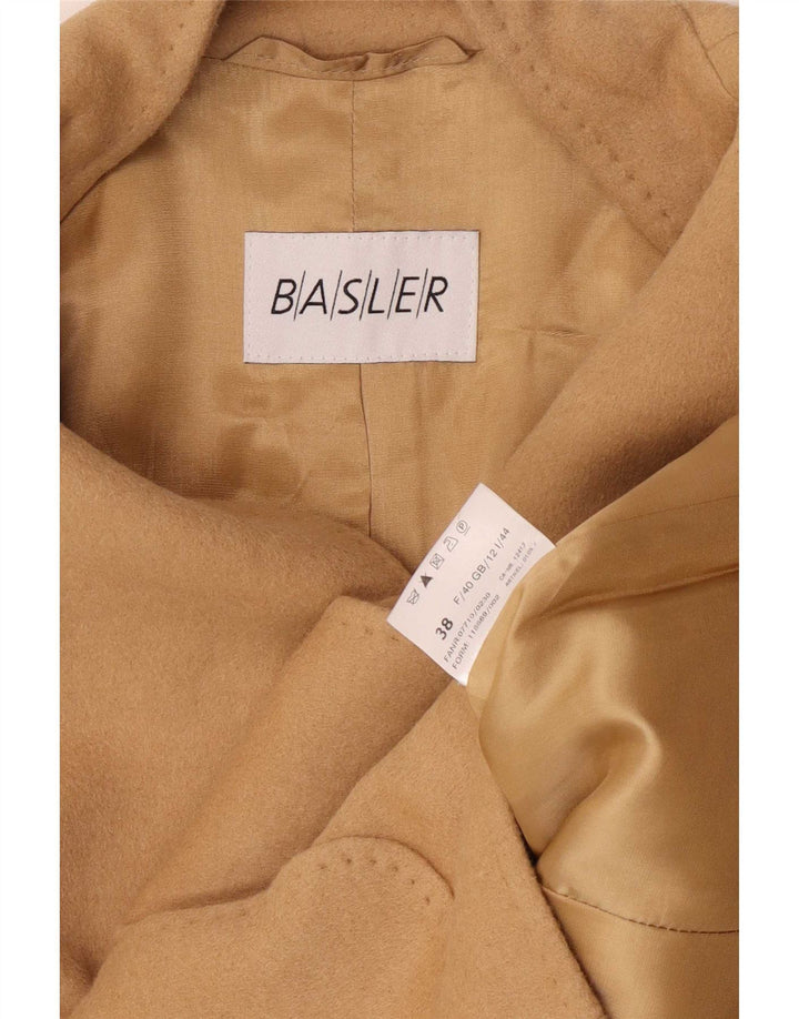 Basler Womens 6 Button Blazer Jacket UK 12 Medium Beige Virgin Wool Classic