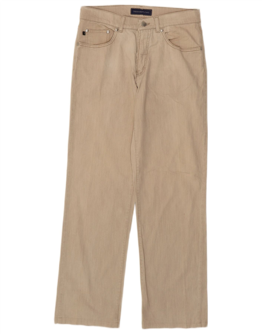 Trussardi Jeans reto masculino W32 L30 algodão bege