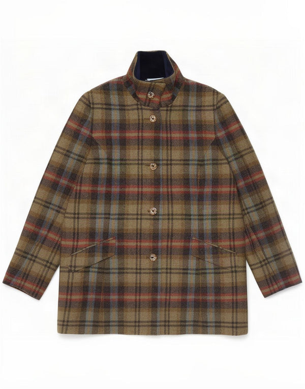 Sobretudo feminino Magee UK 14 lã xadrez cáqui médio