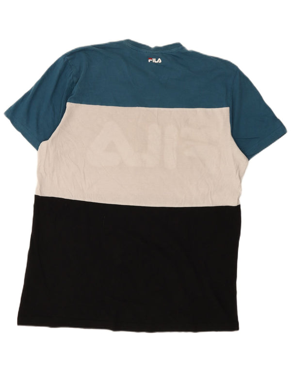 Camiseta masculina Fila Graphic Top grande algodão colorblock multicolorido