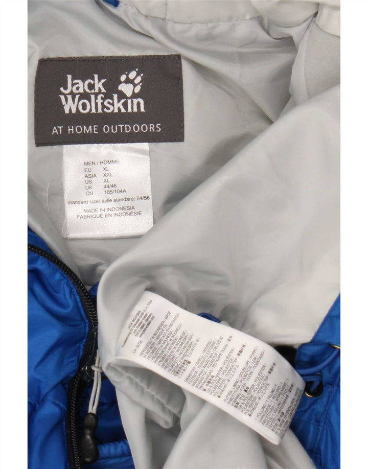 Jaqueta masculina acolchoada com capuz Jack Wolfskin Reino Unido 44/46 XL azul poliéster
