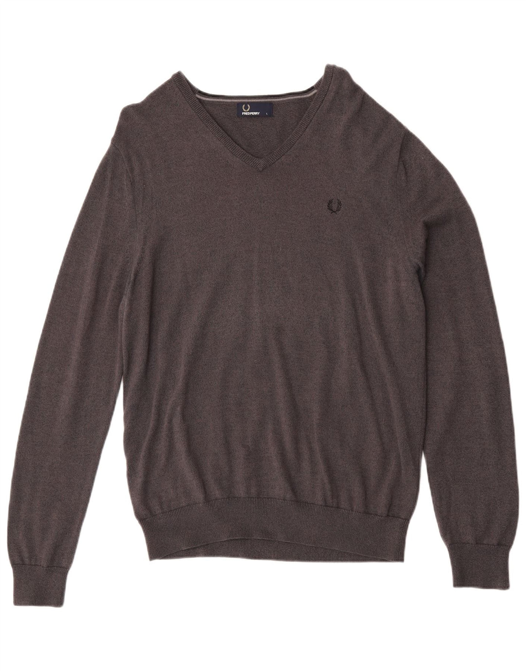 Suéter masculino Fred Perry com decote em V grande lã merino cinza