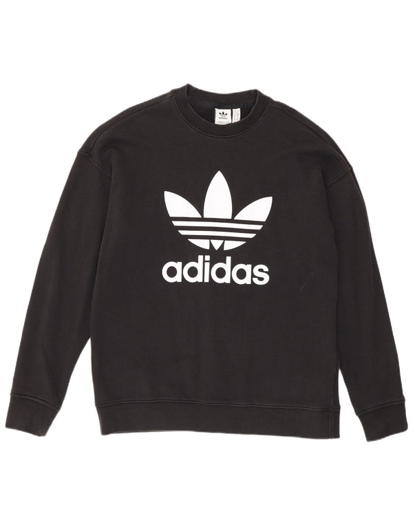 Adidas feminino gráfico oversized moletom jumper reino unido 10 pequeno algodão preto