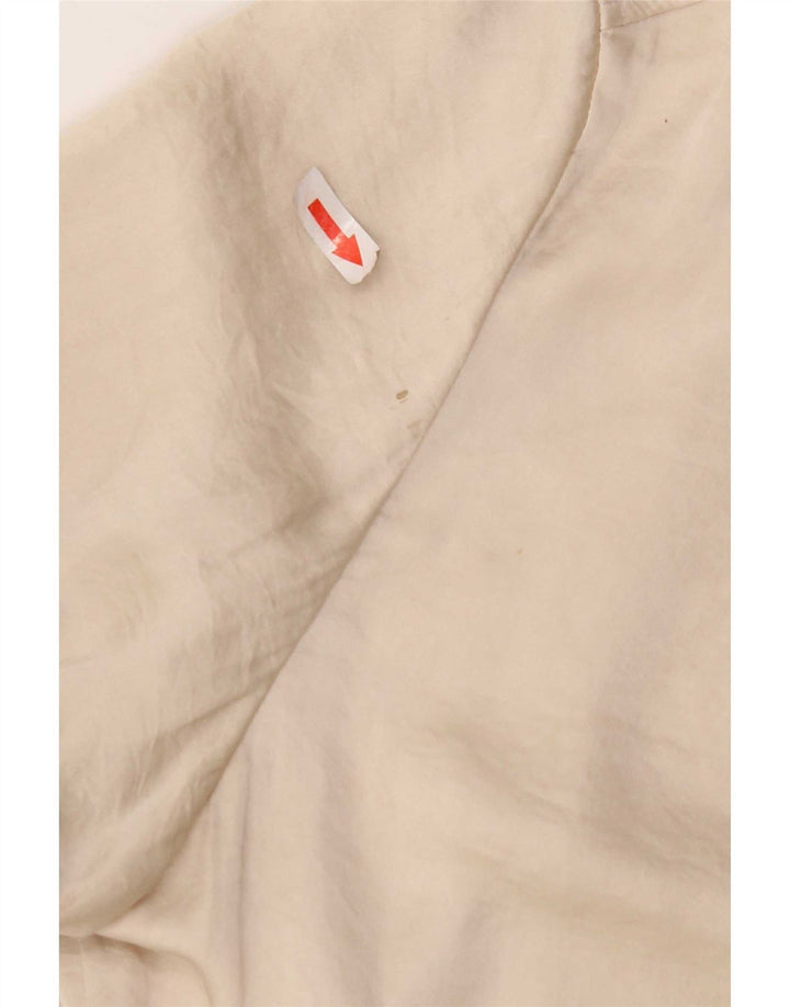 Camisa feminina Jigsaw UK 12 poliéster bege médio