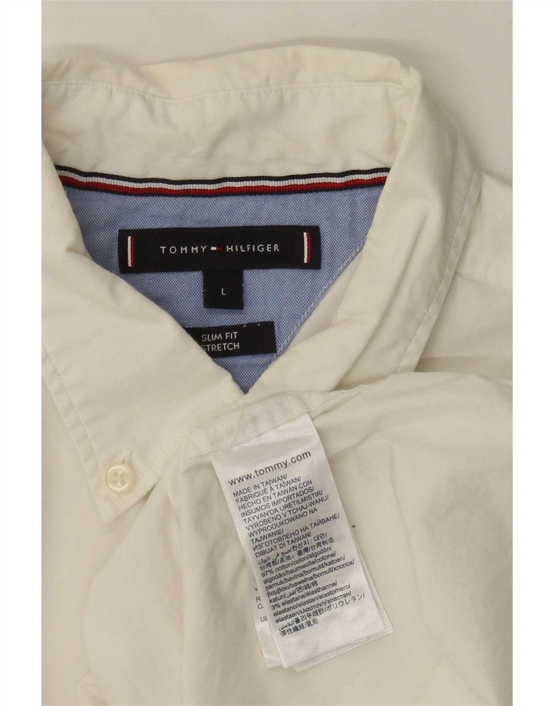 Camisa masculina Tommy Hilfiger Slim Fit grande algodão branco