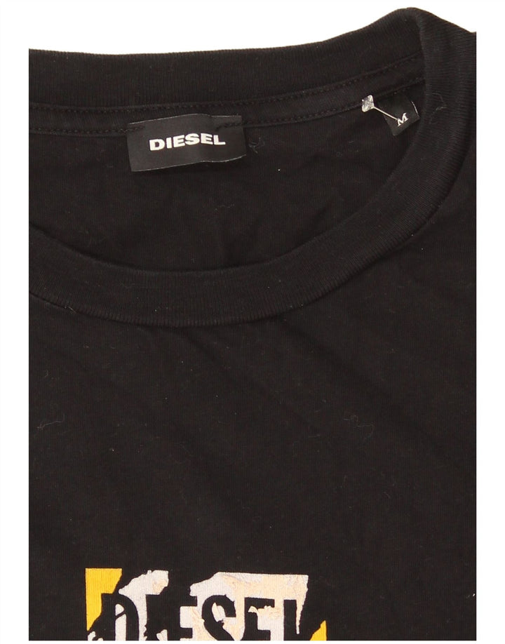 Diesel Camiseta Masculina Graphic Top Médio Preto