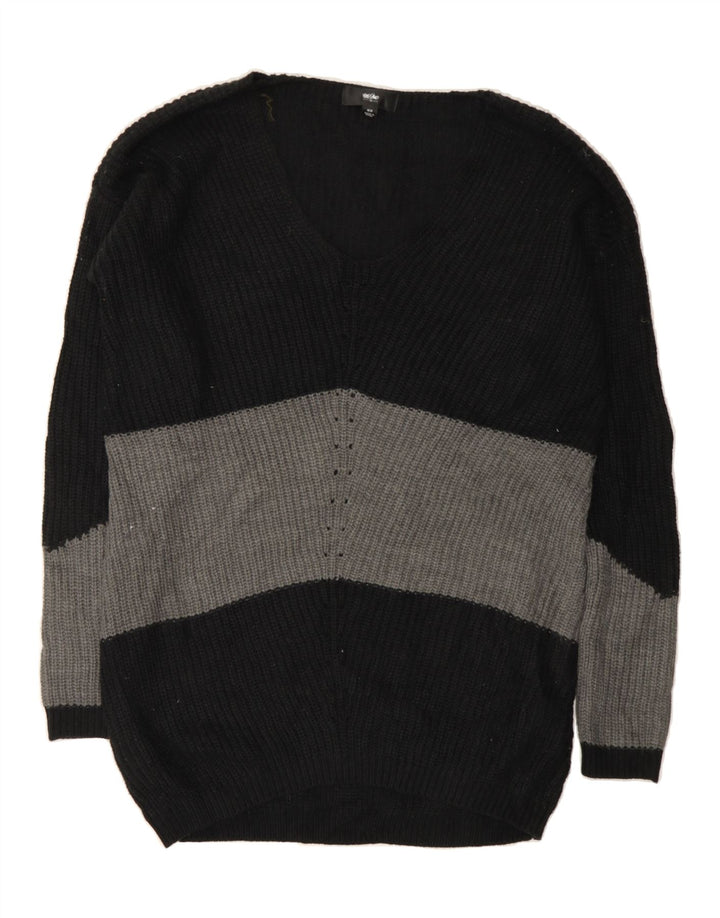 MOSSIMO Mens V-Neck Jumper Sweater Medium Black Colourblock Acrylic Vintage Mossimo and Second-Hand Mossimo from Messina Hembry 
