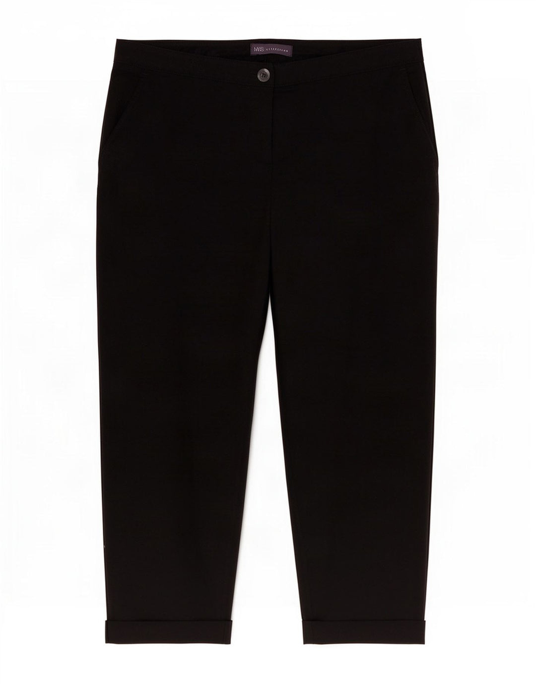 Calça Capri Regular Feminina Marks & Spencer Reino Unido 14 Grande W34 L24 Preta