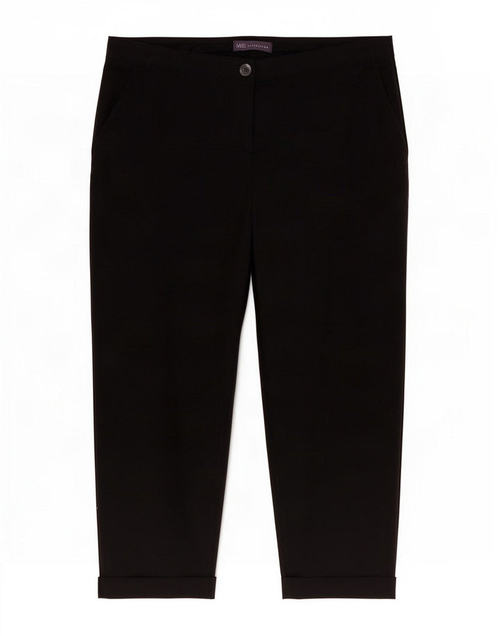 Calça Capri Regular Feminina Marks & Spencer Reino Unido 14 Grande W34 L24 Preta