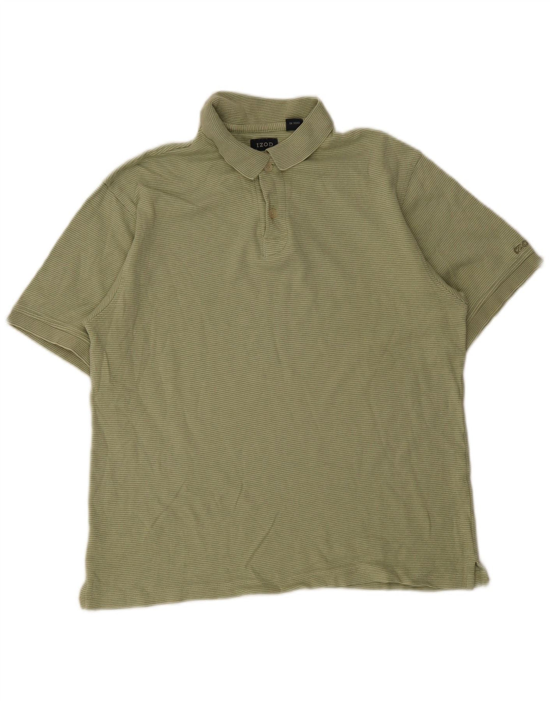 Camisa polo masculina Izod de algodão listrado verde médio