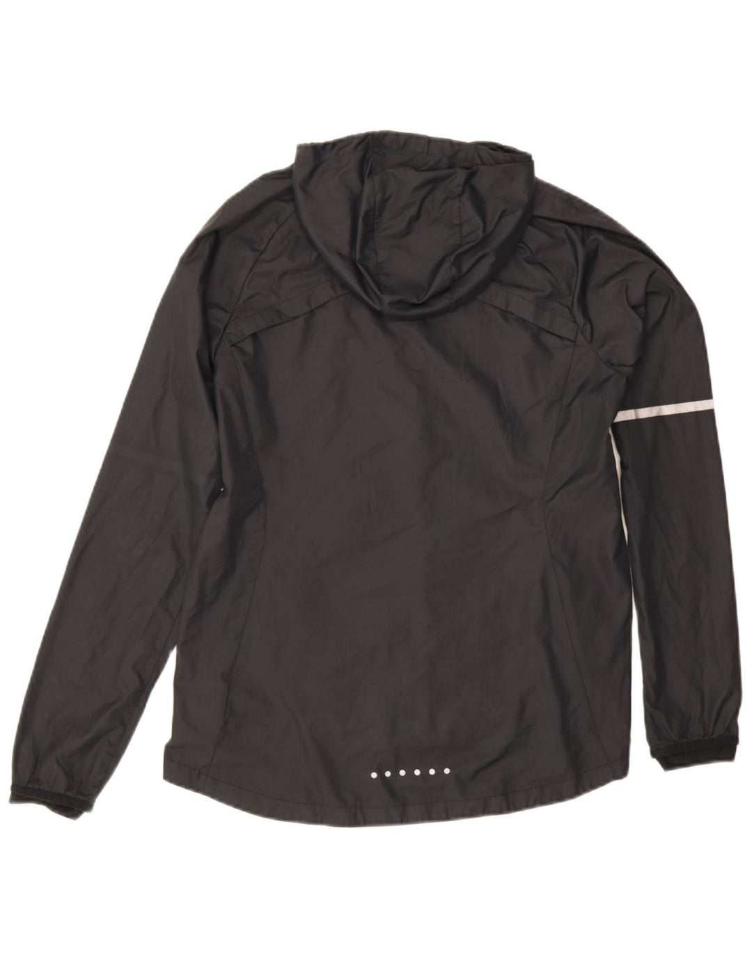 Jaqueta de chuva feminina com capuz Nike UK 14 médio preto poliéster esportivo