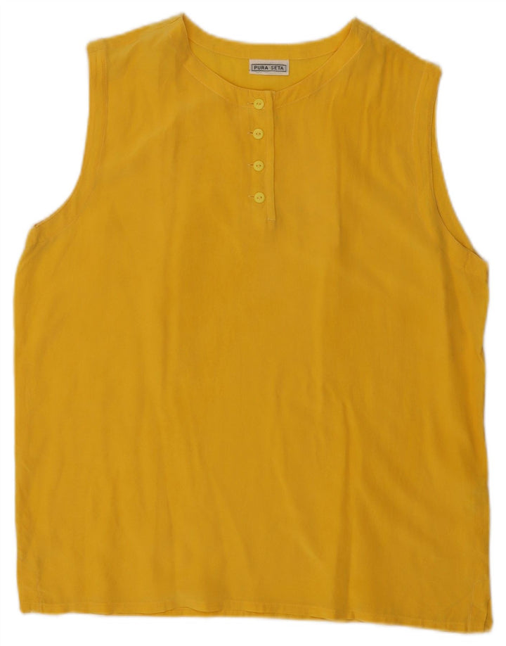Blusa oversized sem mangas feminina vintage top uk 10 seda amarela pequena