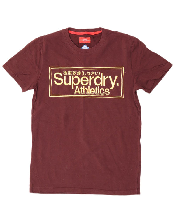Superdry Mens Graphic T-Shirt Top Médio Algodão Borgonha