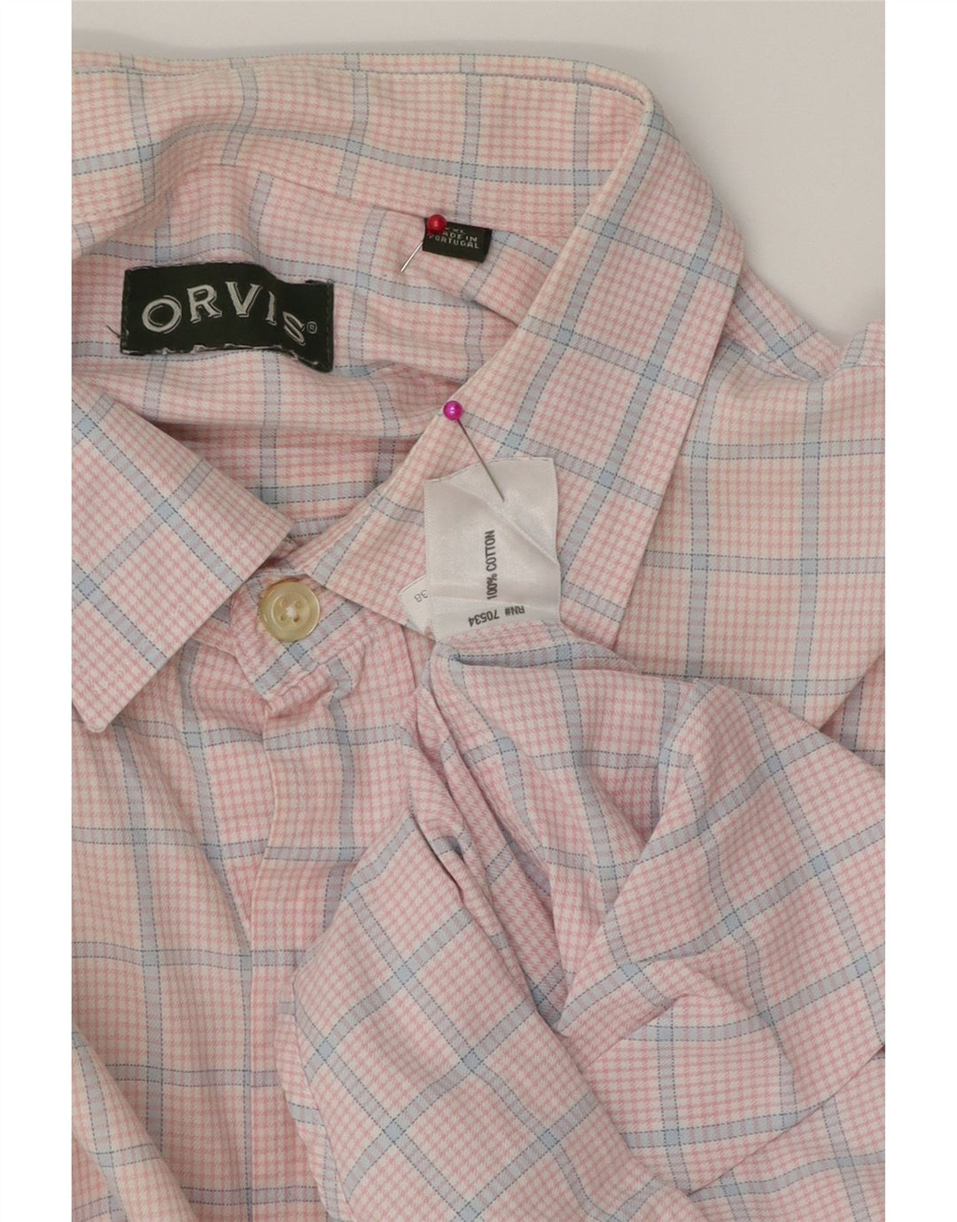 Camisa masculina Orvis 2XL algodão xadrez rosa