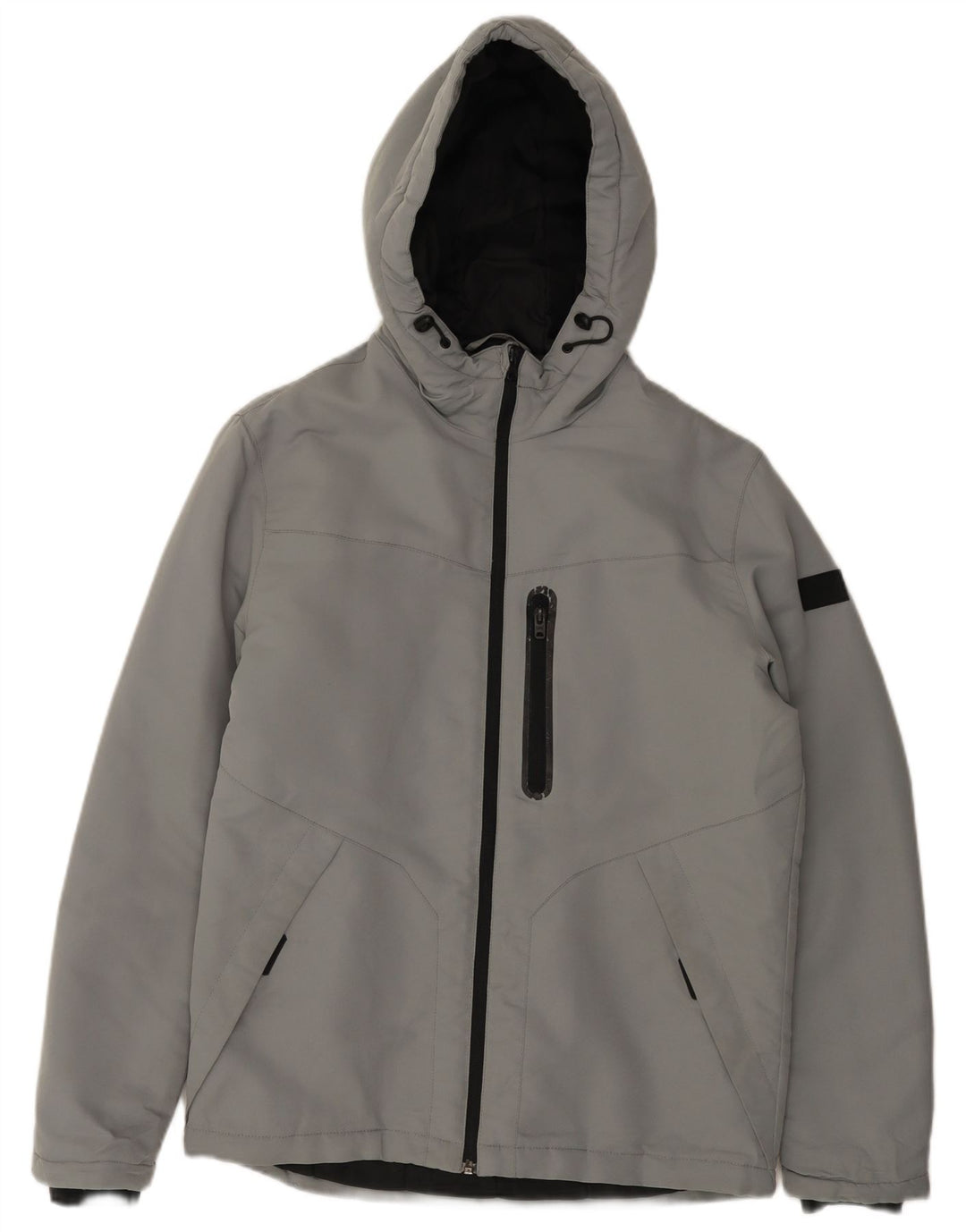 Jaqueta corta-vento masculina JACK & JONES com capuz Reino Unido 38 poliéster cinza médio