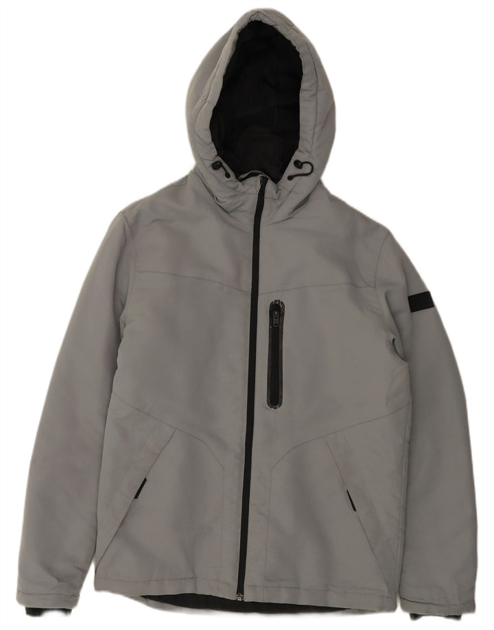Jaqueta corta-vento masculina JACK & JONES com capuz Reino Unido 38 poliéster cinza médio