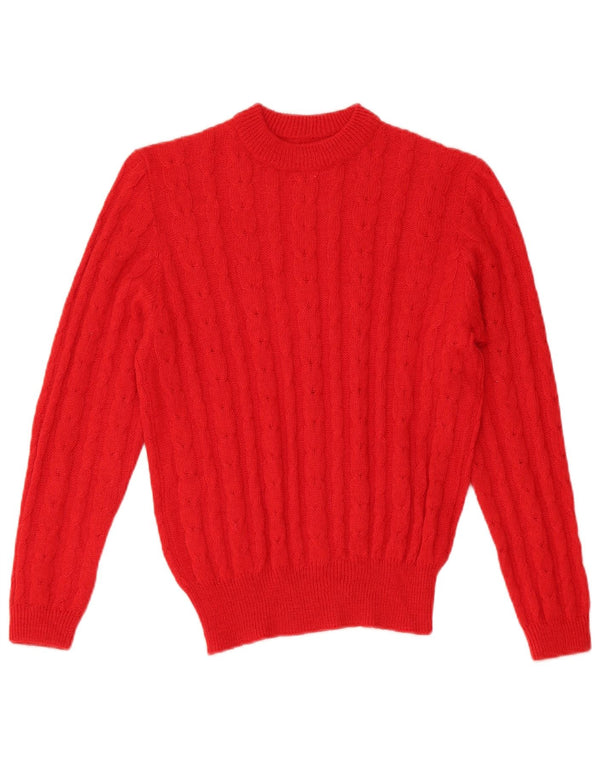 Suéter feminino VINTAGE com gola redonda UK 10 pequeno vermelho