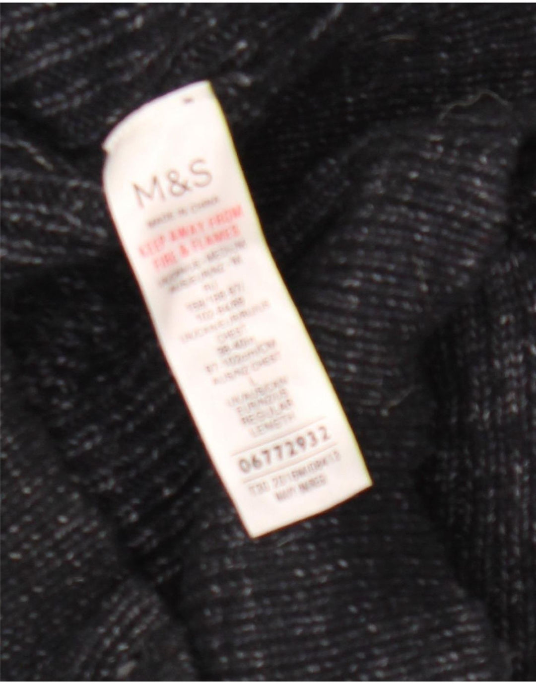 Suéter masculino Marks & Spencer com gola redonda, azul marinho médio manchado