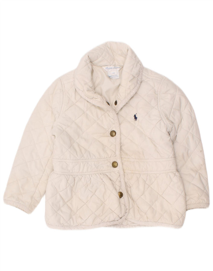 Jaqueta acolchoada Ralph Lauren para bebês meninas 18-24 meses poliéster branco