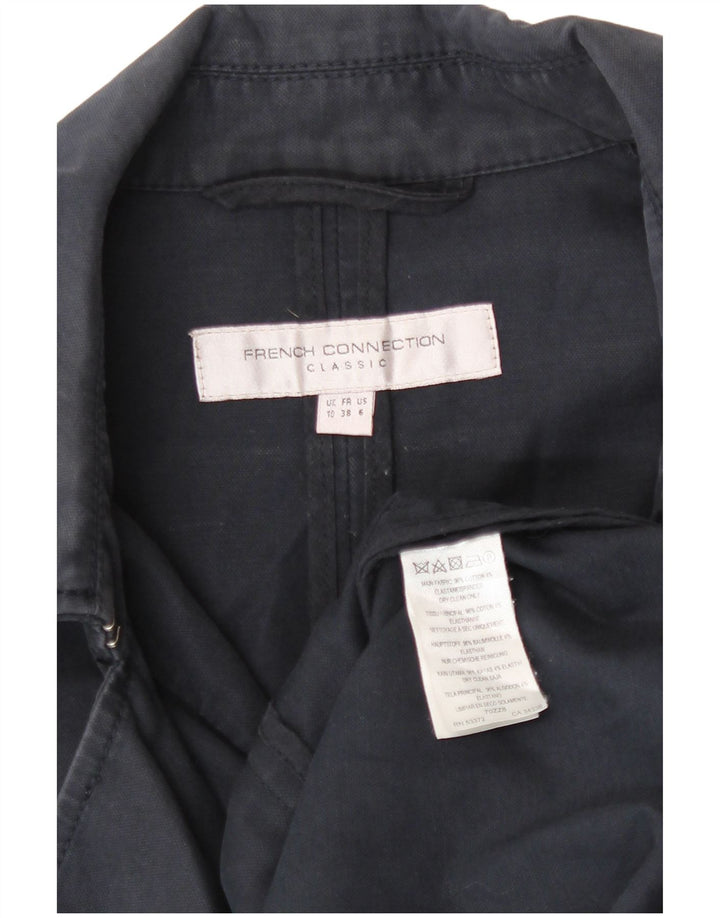 Trench Coat feminino French Connection Reino Unido 10 pequeno algodão azul marinho