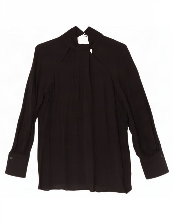 Blusa feminina de manga comprida grande Reiss Reino Unido 4 XS preto viscose