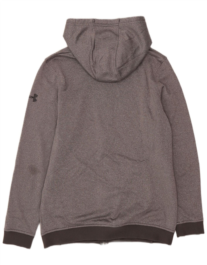 Suéter masculino Under Armour Cold Gear Graphic Zip com capuz pequeno cinza