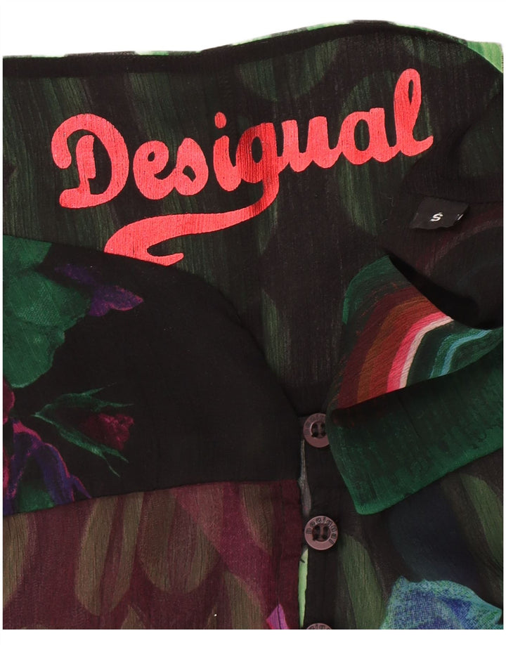 Blusa camisa oversized feminina Desigual Reino Unido 10 pequena floral multicolorida