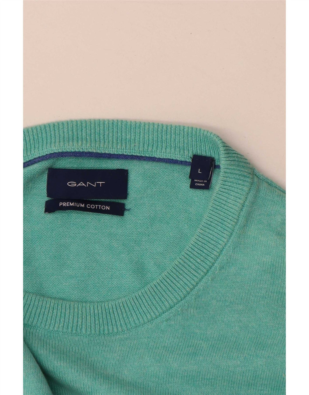 Suéter masculino Gant com gola canoa grande algodão turquesa